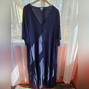 Avenue Navy V-Neck Maxi Dress